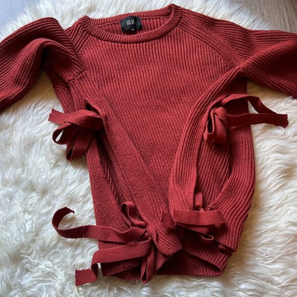 Goldie Women’s Pullover Crew Neck Sweater Ties On Each Side Women’s M/L Oversize - Picture 11 of 13